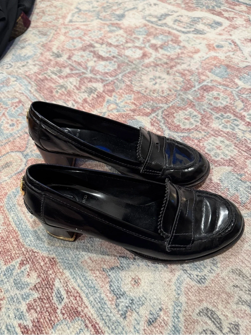 Tory Burch Black Patent Leather Penny Loafers